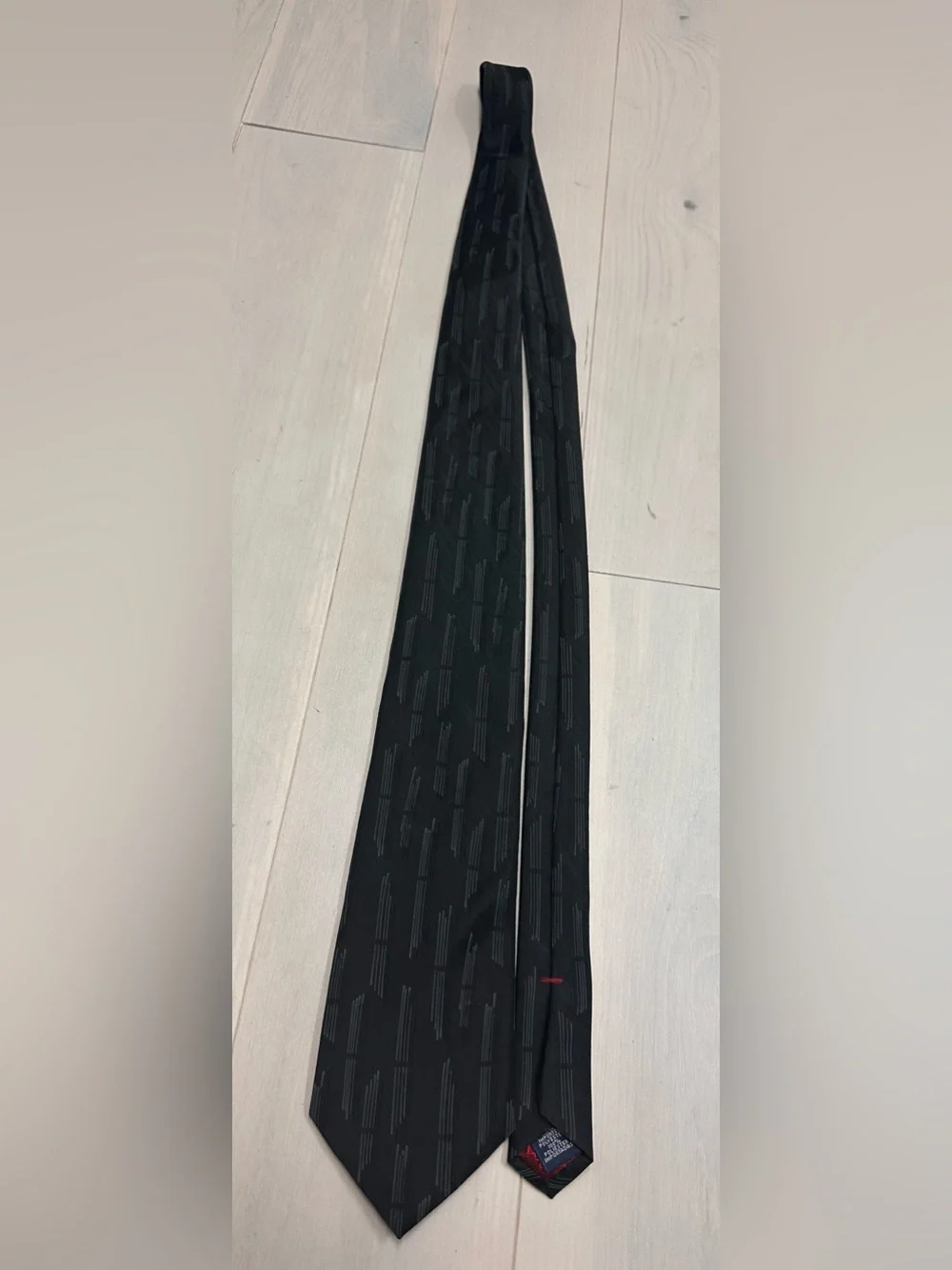 FUBU Black Tie with Gray Stripe Pattern